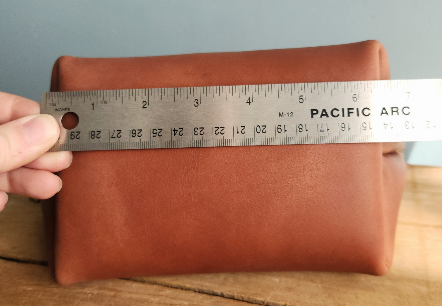 Terracotta leather make up bag