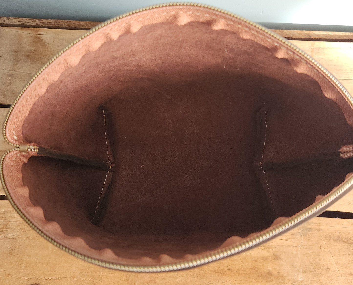 Hazelnut leather make up bag
