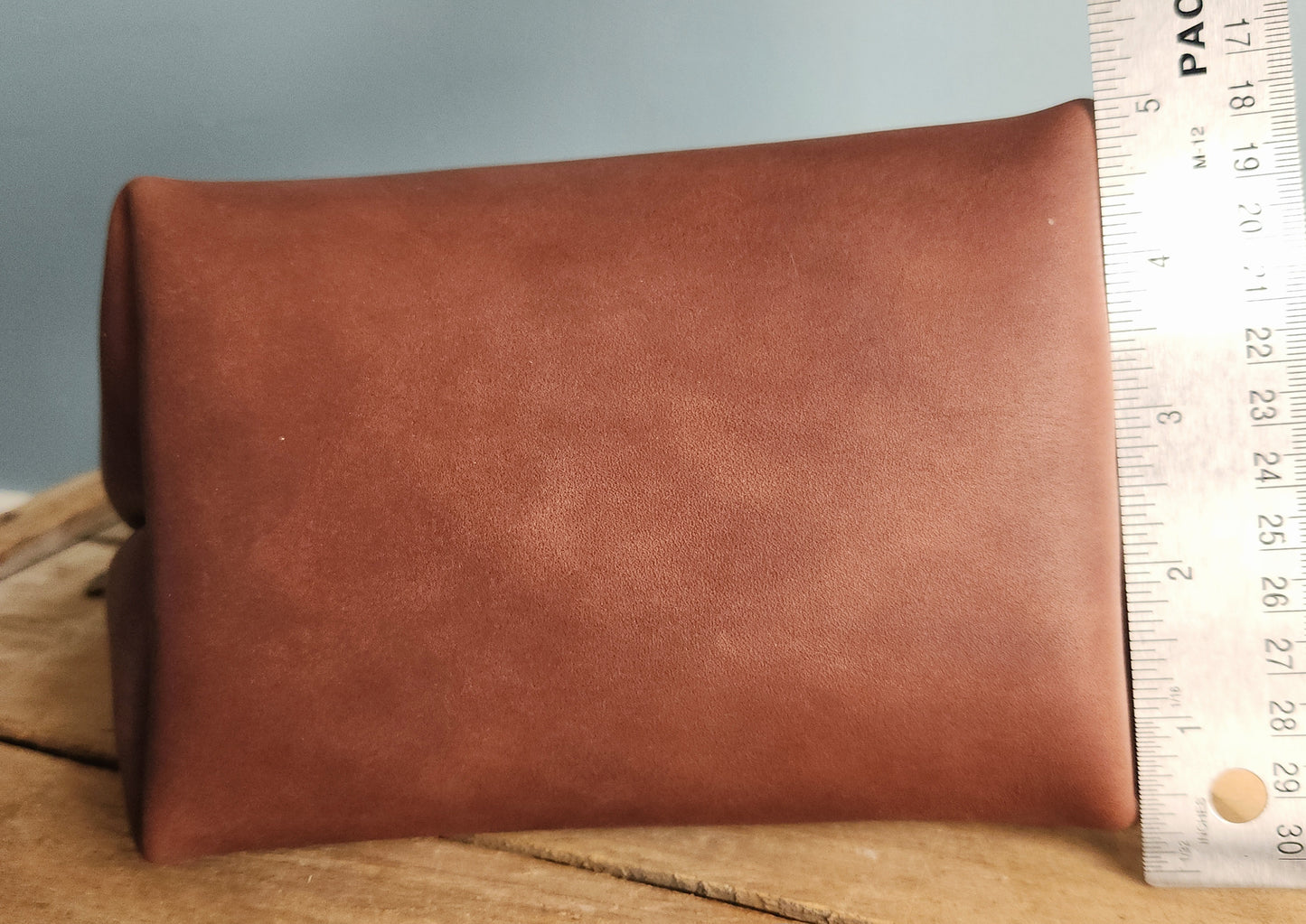 Hazelnut leather make up bag