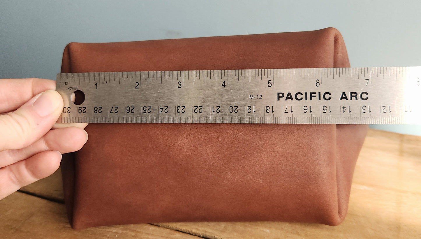 Hazelnut leather make up bag