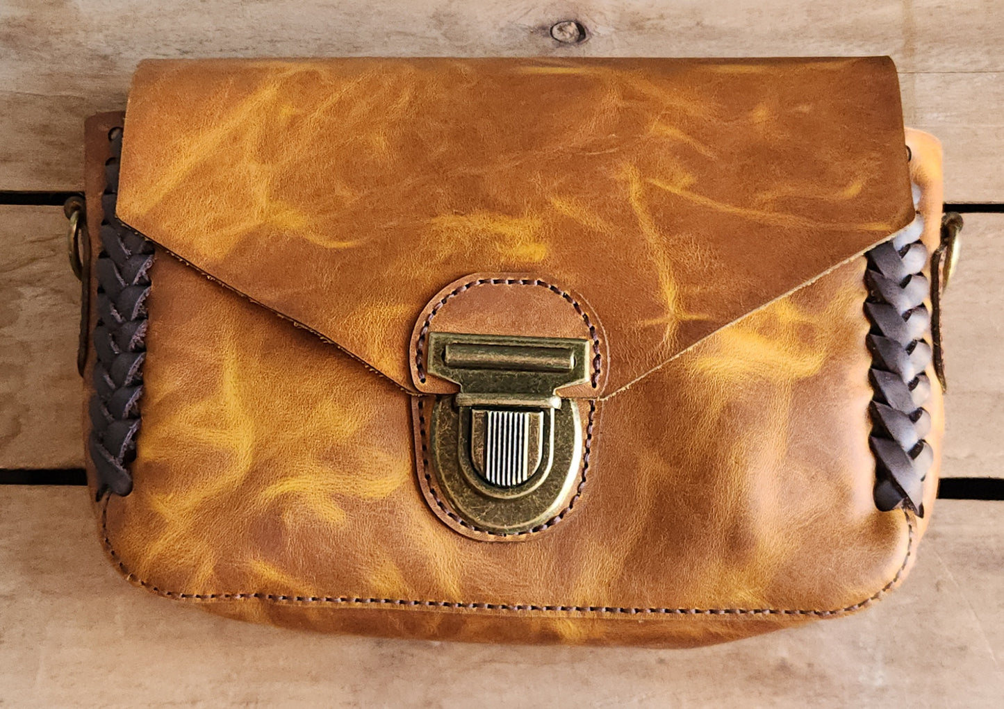 Mini leather satchel with braided detail