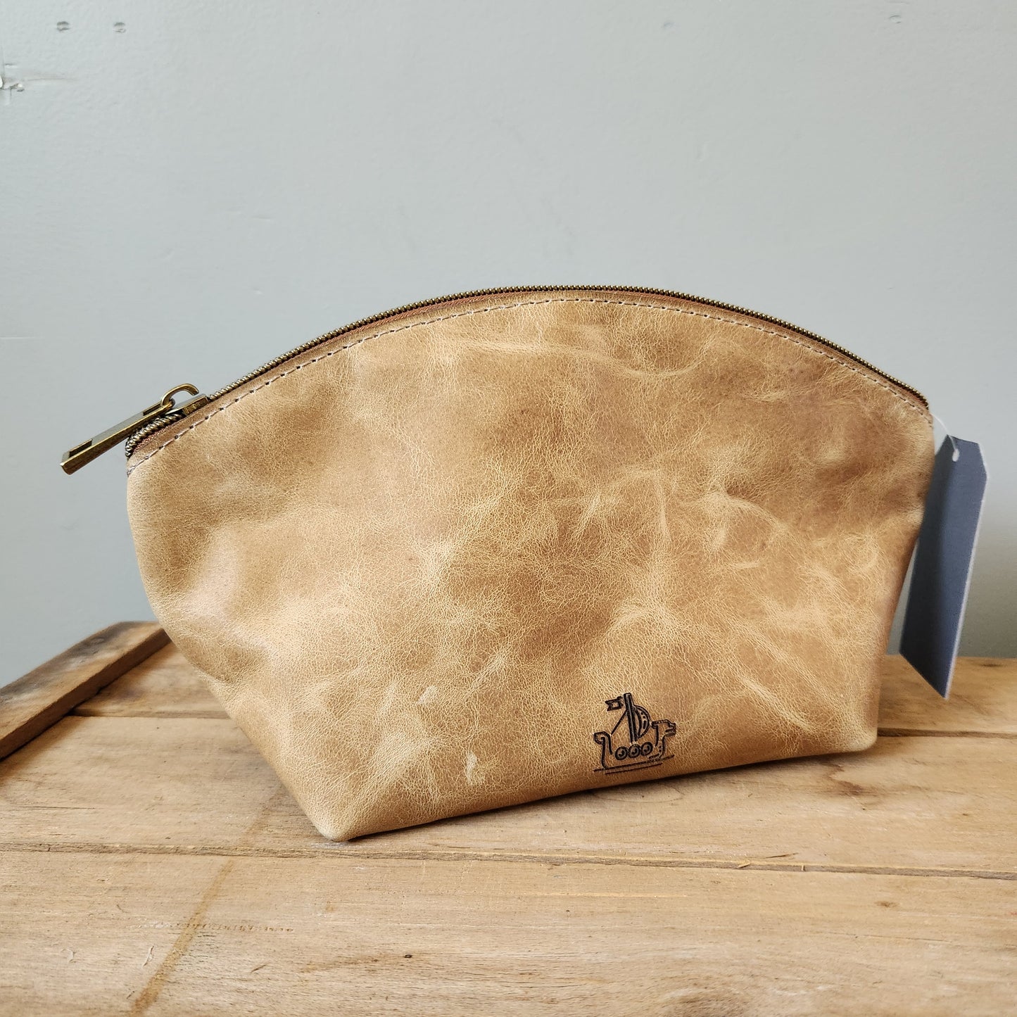 Light tan large makeup bag