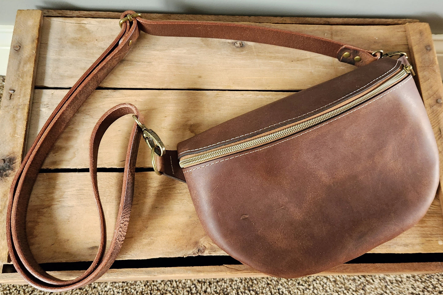 Rustic brown large sling bag