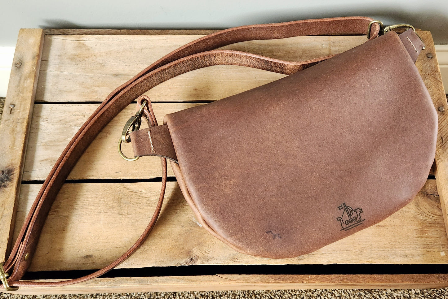 Rustic brown large sling bag