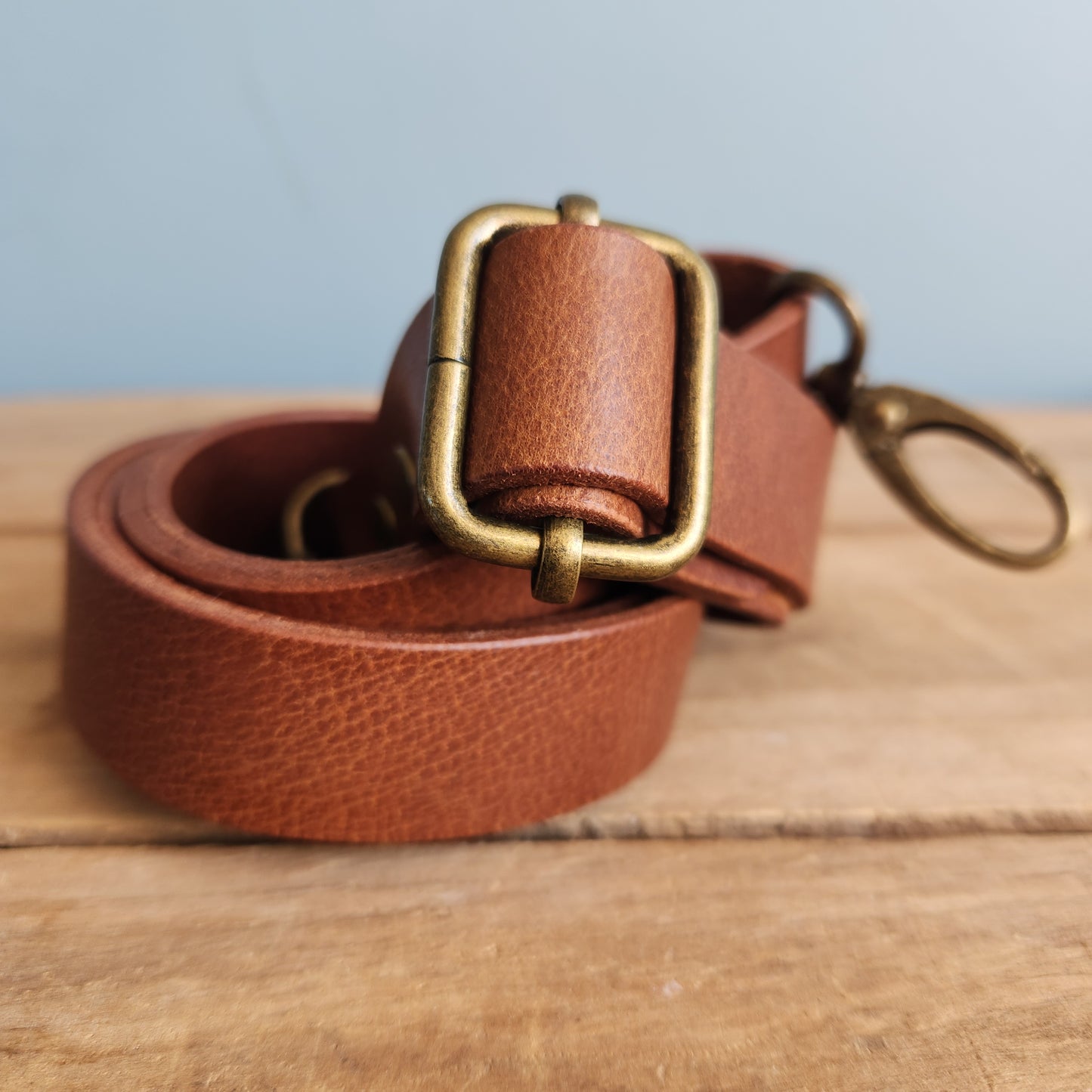 Honey brown large leather sling bag