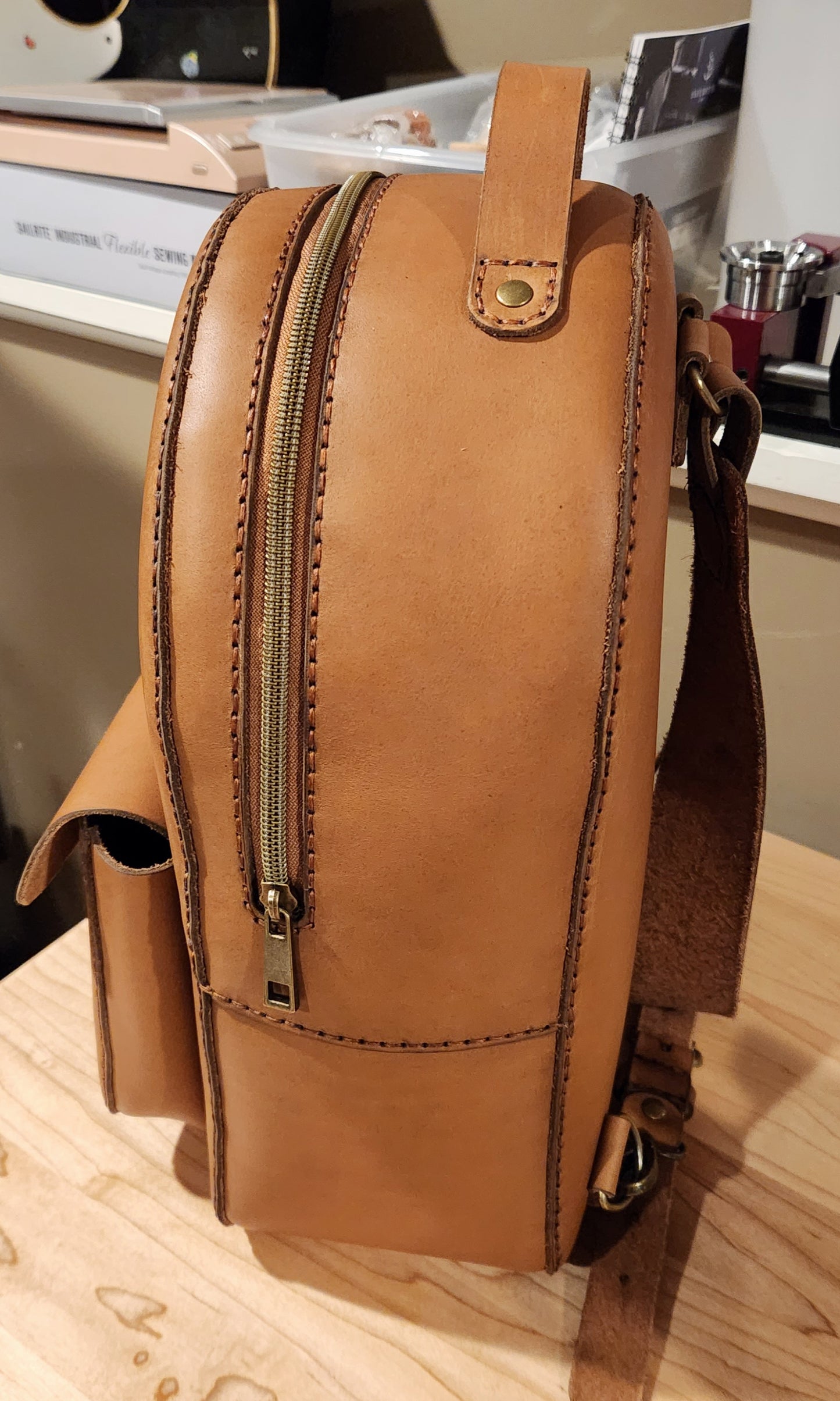 Honey brown mini backpack