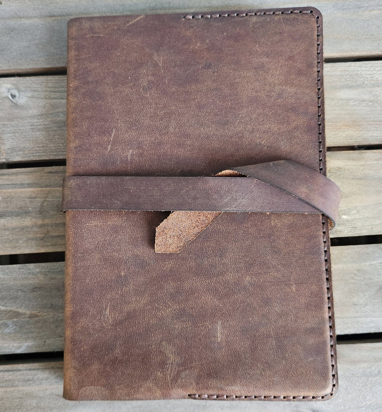 Rustic brown leather journal