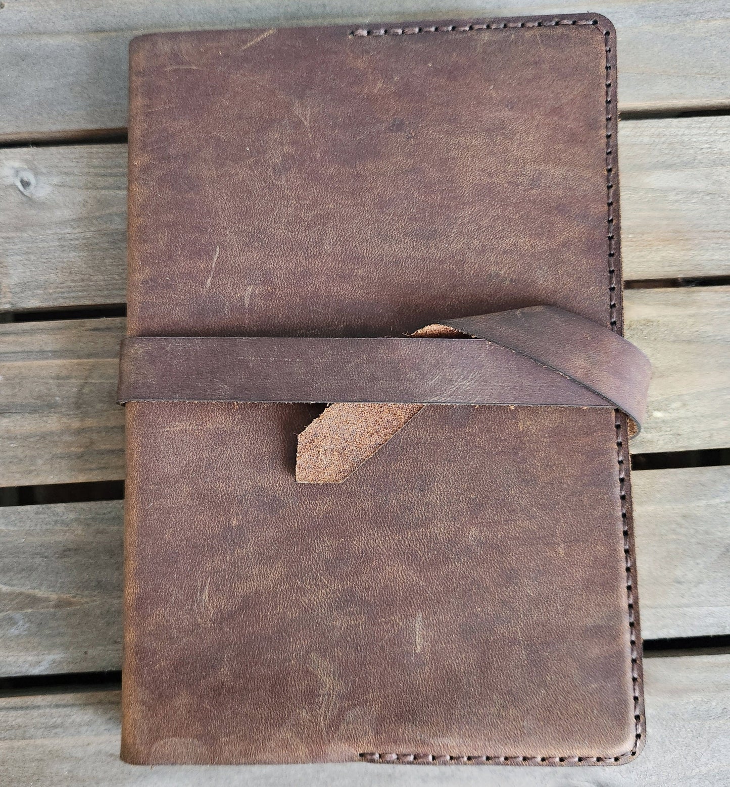 Rustic auburn leather journal