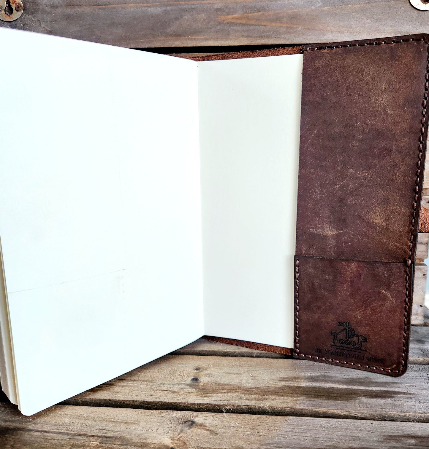 Rustic auburn leather journal