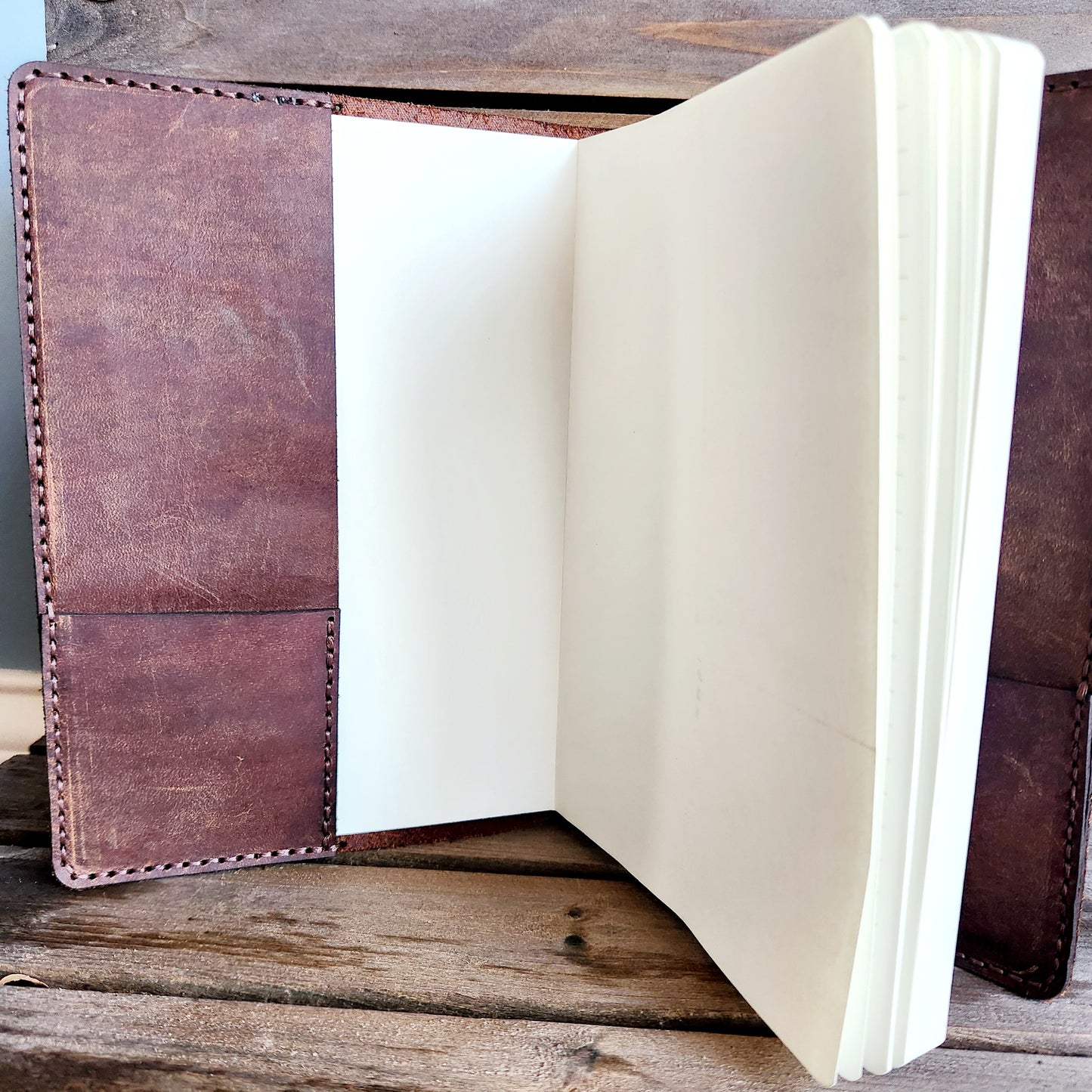 Rustic brown leather journal