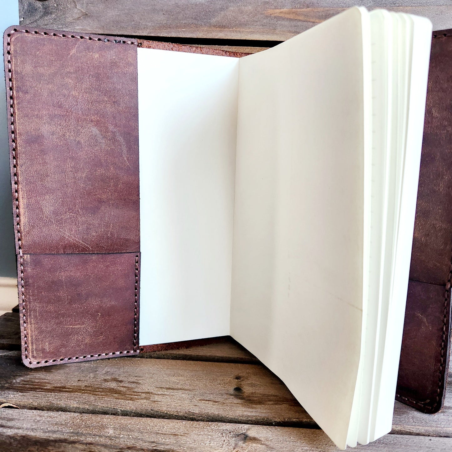 Rustic auburn leather journal