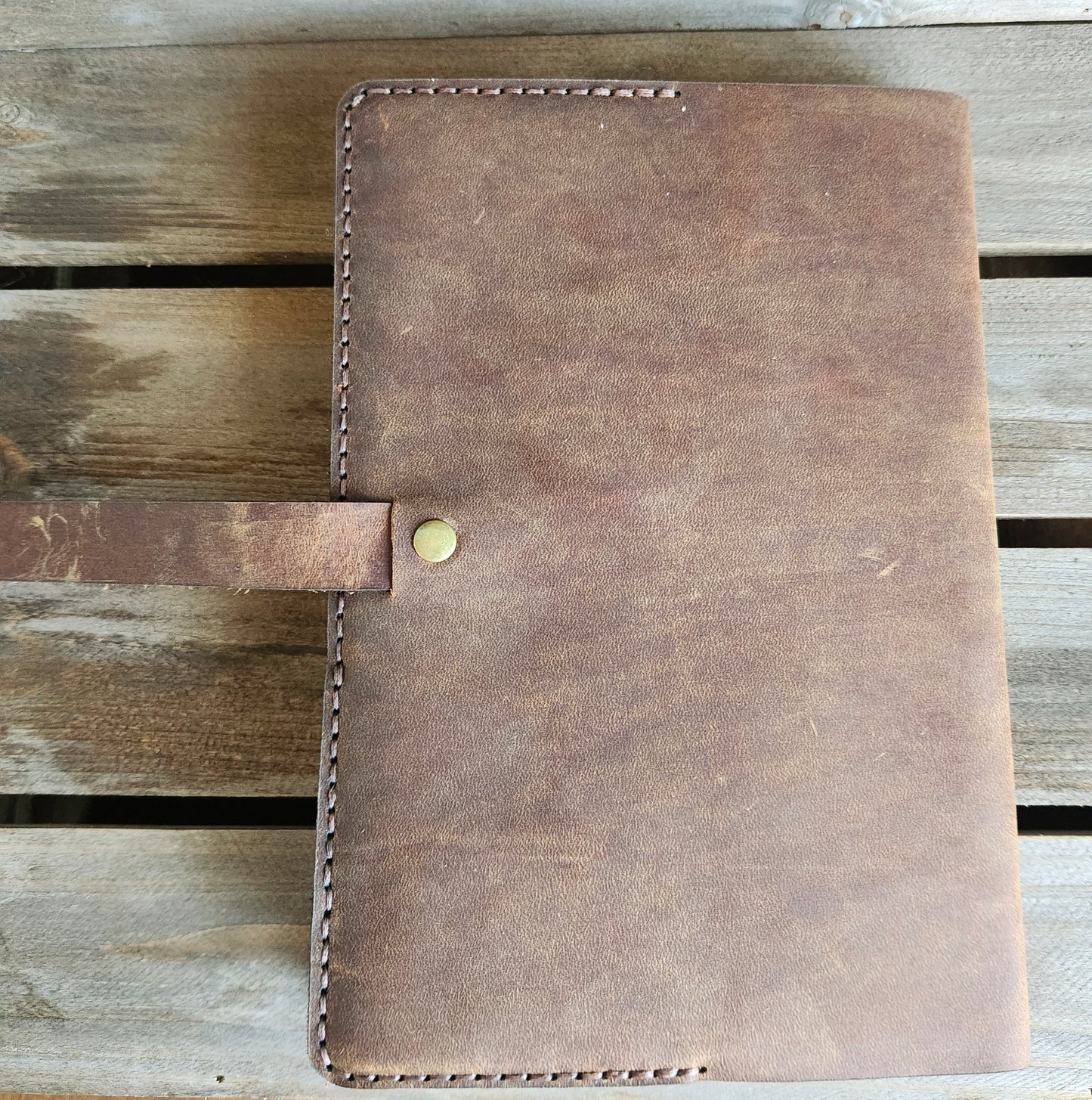 Rustic auburn leather journal