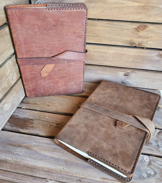 Rustic auburn leather journal