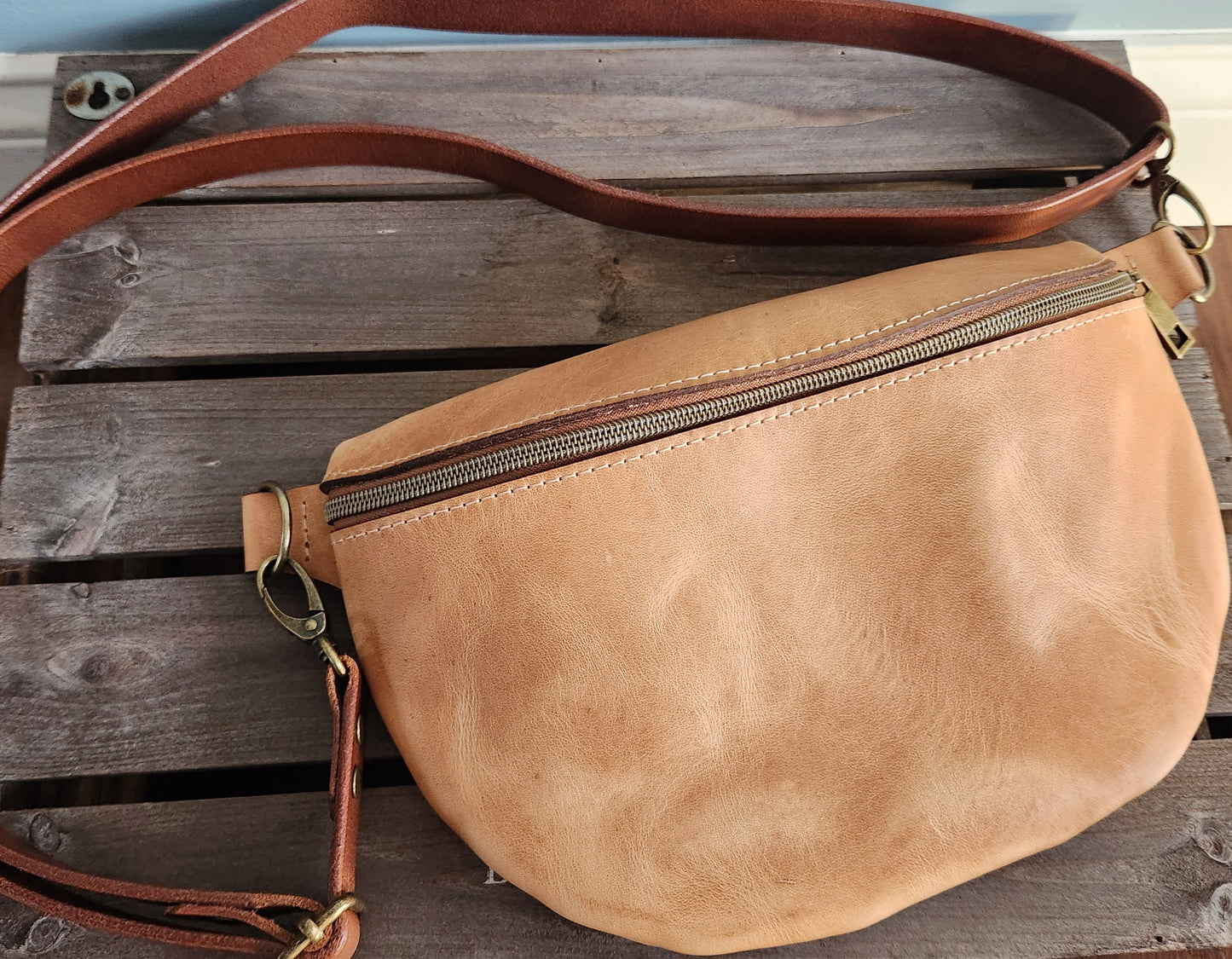 Natural brown large sling bag