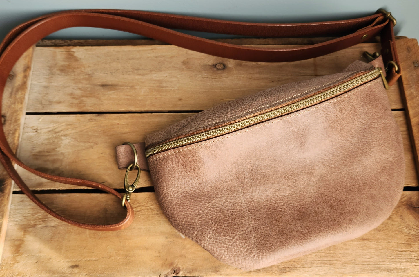 Soft mauve brown large sling bag