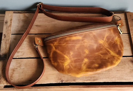 Papaya large leather sling bag
