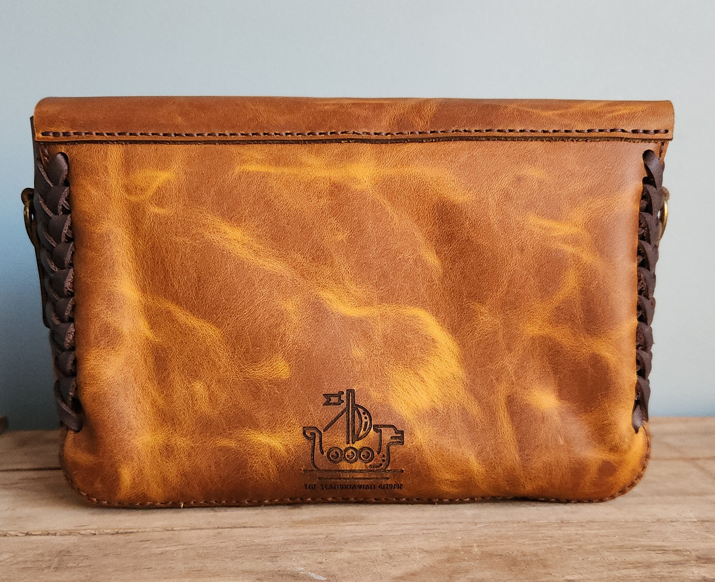 Mini leather satchel with braided detail